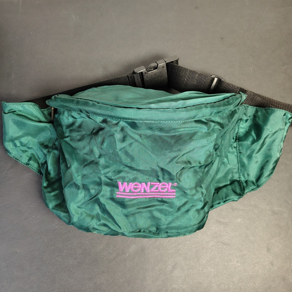 Vintage Wenzel Fanny Pack Green Nylon Retro Hiking Waist Bag